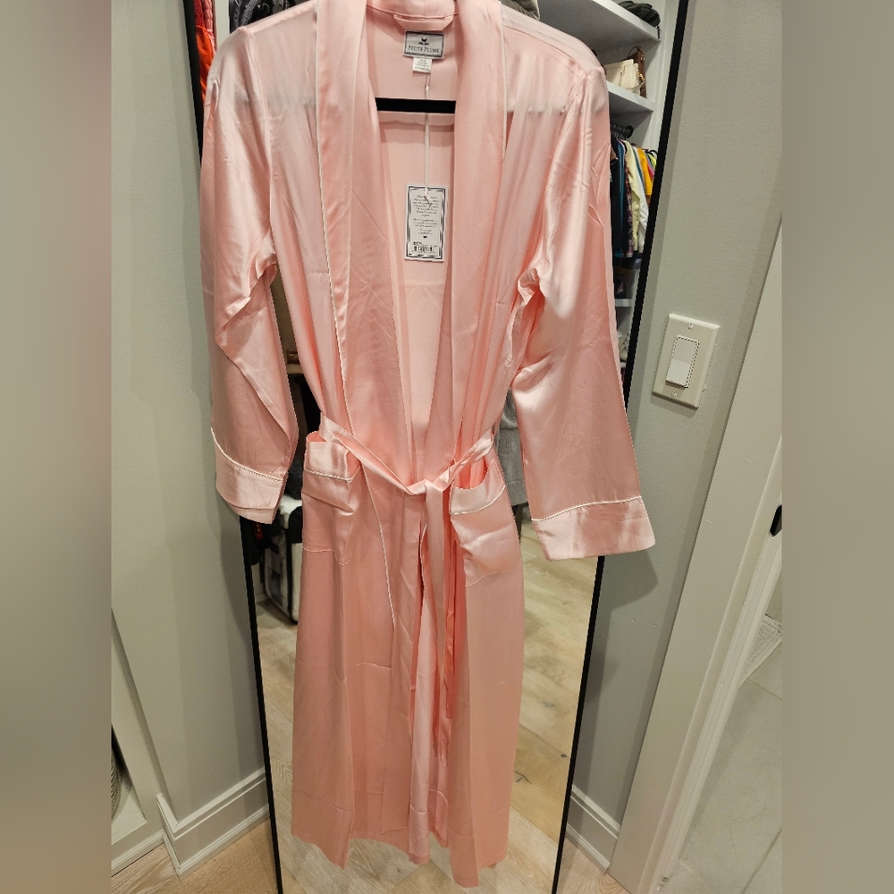 Petite Plume Luxurious Blush Mulberry SILK Satin Robe - Brand New [Pink] - Picture 5 of 12